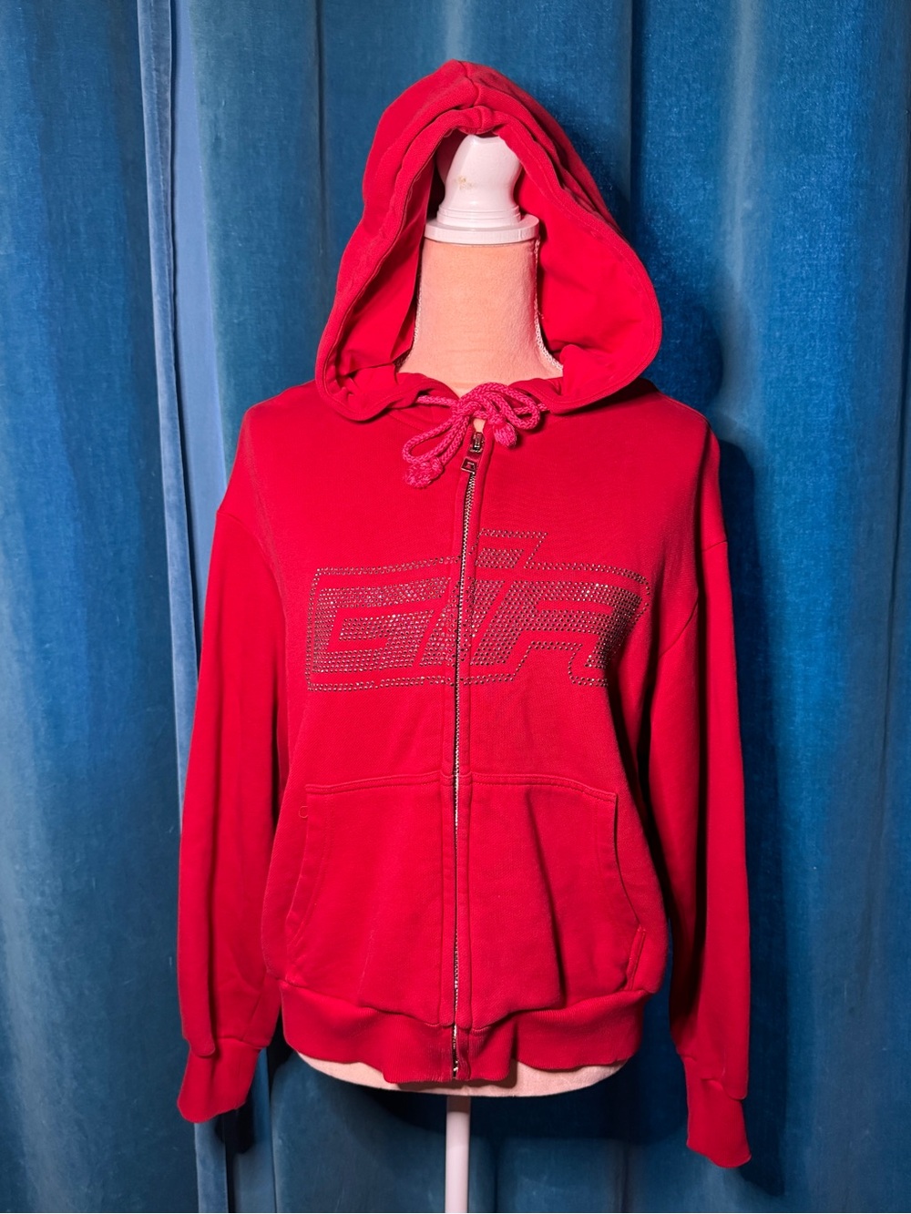 I.AM.GIA. Red Zip-Up Hooded Sweatshirt with Embellished Logo